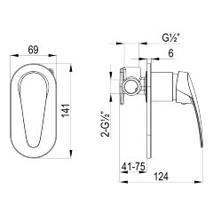Смеситель Lemark Linara LM0423C для душа, встраиваемый