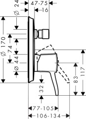 31345090 Metropol Classic Смеситель для ванны, однорычажный, с рычаговой рукояткой, СМ, хром/под зол