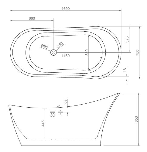 Акриловая ванна ABBER AB9245
