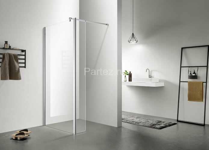Душевая перегородка Azario CHICAGO 1000х1950 прозрачное стекло 8 мм, подвижная доп.перегородка 40 см, цвет профиля серебро (AZ-NAR6321 1000)