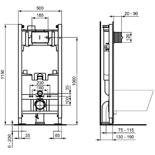 Комплект Ideal Standard ProSys 2.0 система инсталляции + унитаз с крышкой-сиденьем (RI471702)