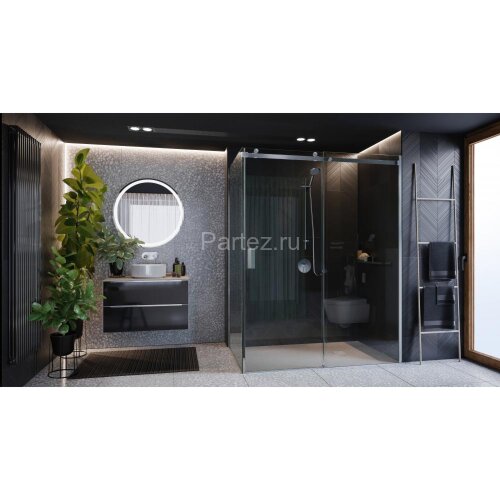 Душевая дверь Roca AREA раздвижная 140х200, толщина полотна 8мм правая, цвет профиля хром