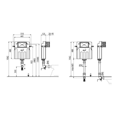 Бачок для замуровывания в стену Alcadrain