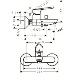 71403000 Logis E Смеситель для ванны, однорычажный, ВМ