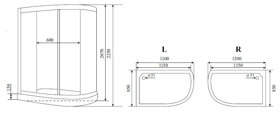 Timo Lux T-7702 R душевая кабина (120*85*225), шт