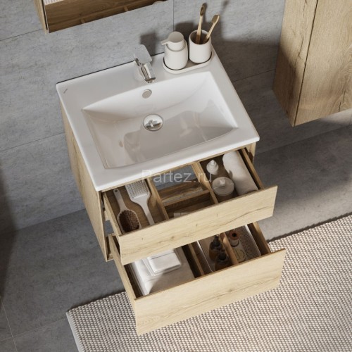 Тумба под раковину Aquaton Либерти 75, 2 ящика, дуб эльвезия (1A279501LYC70)