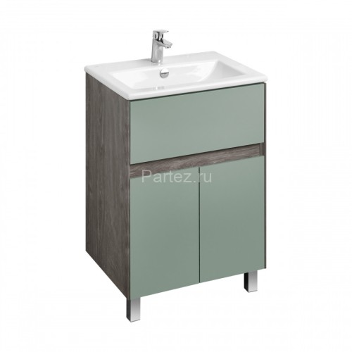 Тумба под раковину Aquaton Форест 60 см универсальный монтаж, дуб рошелье/сумеречный голубой (1A2782