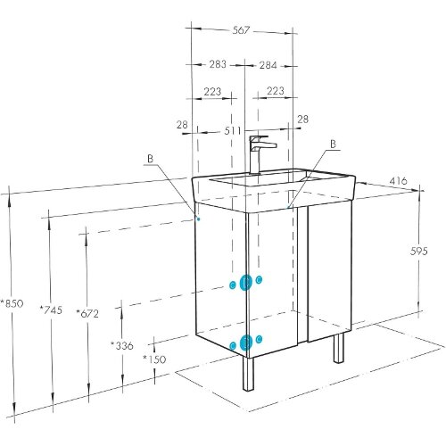 Тумба под раковину AQUATON Кантри 60 напольная, дуб верона (1A257401AHB20)