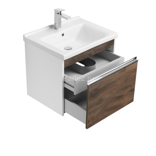 Тумба под раковину AQUATON Капри 60 подвесная, темное дерево (1A230101KPDB0)