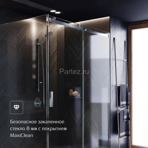 Душевая дверь Roca AREA раздвижная 160х200, толщина полотна 8мм правая, цвет профиля хром