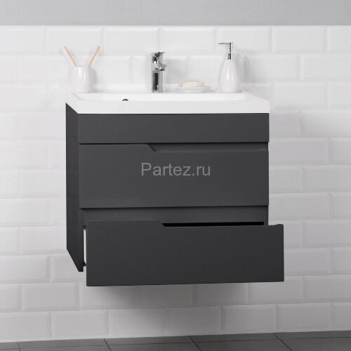 Комплект тумба Итана Alexa 60 (600х450х560) подвесная, с раковиной Clarissa 60, графит (CS00093214)