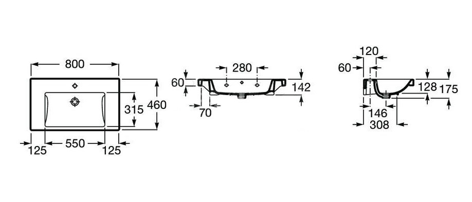 Раковина ROCA THE GAP PLUS 80х46, белая (7.3270.M.000.4)