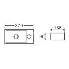 Раковина-чаша Azario 370х185х90 накладная, угловая, подвесная, прямоугольная, белый глянец (AZ-5092R