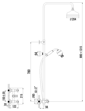 Смеситель Lemark Vintage LM2860B для душа