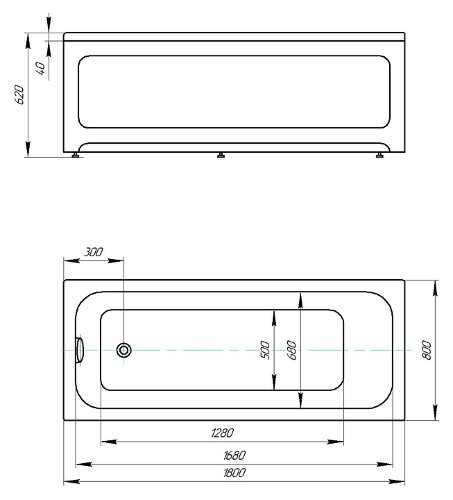 Ванна акриловая AZARIO BELLA прямоугольная 180*80 см (AV.0020180)