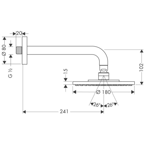 27471000 Верхний душ Raindance S 180 1jet, держатель 240 мм, ½’