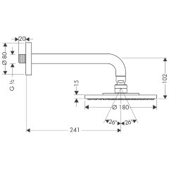 27471000 Верхний душ Raindance S 180 1jet, держатель 240 мм, ½’