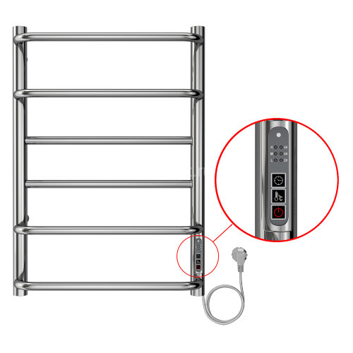 Полотенцесушитель электрический AZARIO MILAN 400/600 6 секций, диммер справа, хром (AZ90846)
