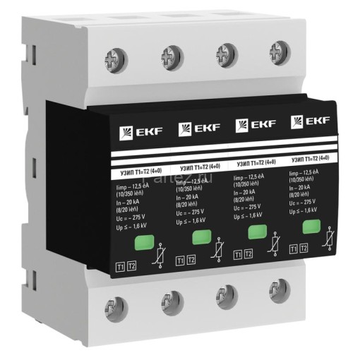 Устройство защиты от импульсных перенапряжений Т1+Т2; Iimp-12.5kA; In-20kA; Uc-275В; 1+1 PROxima EKF