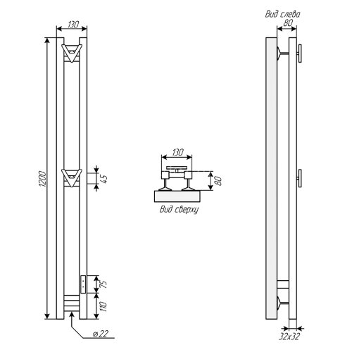 Полотенцесушитель электрический ДВИН X plaza neo 140/10 К диммер квадрат Чёрный матовый (46577638473