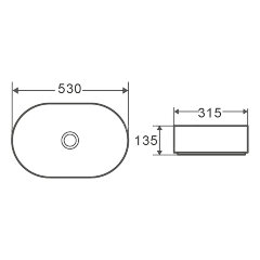 Раковина-чаша Azario530x315x135 накладная, овальная, белый глянец (AZ-1156)