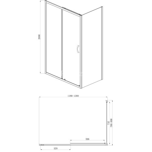 Душевое ограждение AZARIO 1200х800х2000, БЕЗ ПОДДОНА, прозрачное стекло 6 мм, открывание налево, цвет профиля серебро (AZ-ND1131 L 1200)