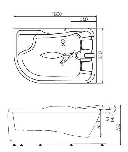 Акриловая ванна Gemy G9083 B R