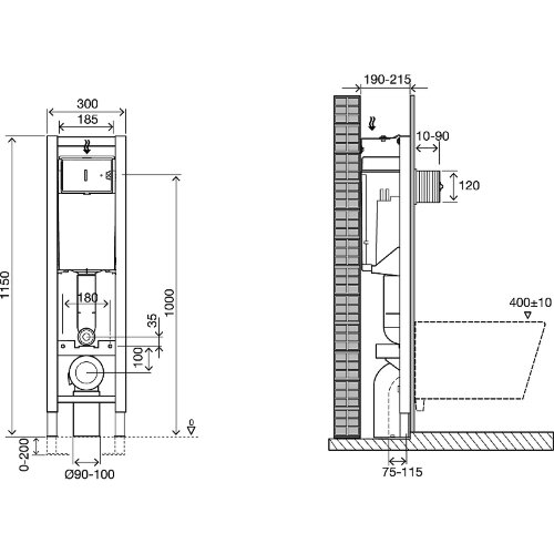 Инсталляция Jacob Delafon для унитаза, ширина 300 мм, без клавиши смыва (E33130RU-NF)