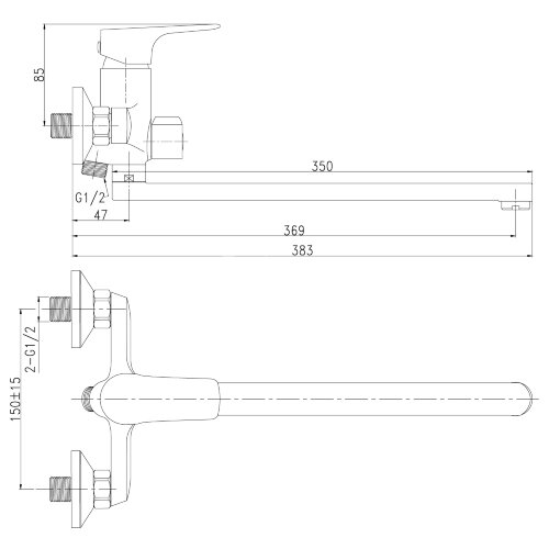 Смеситель Rossinka RS31-32 для ванны универсальный