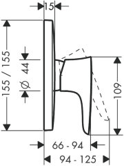 15665000 PuraVida Смеситель для душа, однорычажный, СМ