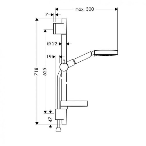 27886000 ХХ Raindance Душевой набор Raindance S 120 AIR 3jet/Unica’S Puro 0,65 м, ½’ (снят с пр-ва)