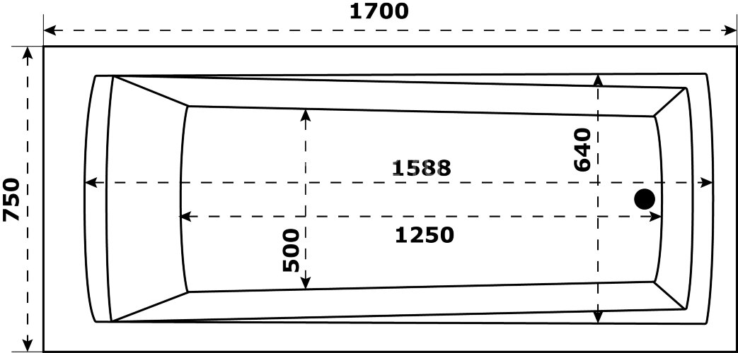 Ванна акриловая Azario Бали 170х75 (БАВ0104)