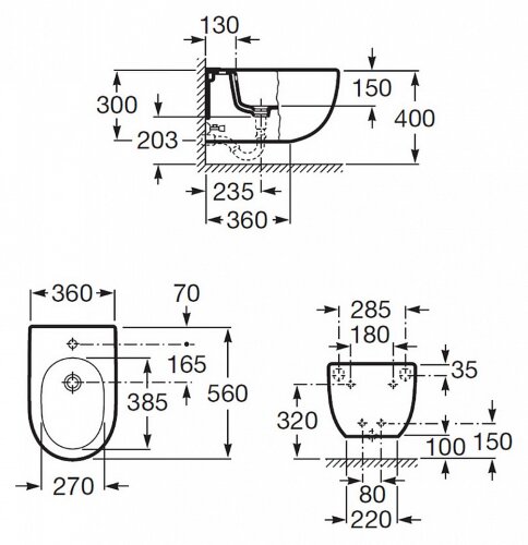 Биде подвесное Roca MERIDIAN (7.3572.4.500.0)