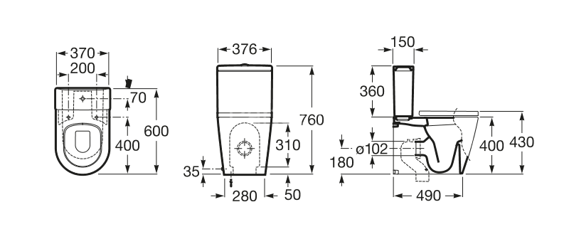 Х_INSPIRA ROUND Низ к унитазу напольный, двойной выпуск, круглый, 600 мм (снято с производства)
