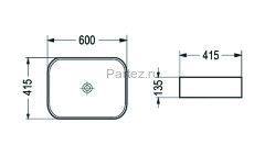 Раковина Azario накладная 600х415х135 цвет чёрный матовый (AZ-78326MB)