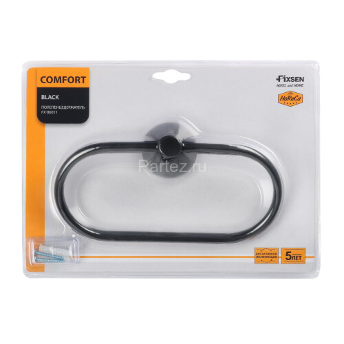 Полотенцедержатель кольцо Fixsen Comfort Black черный матовый (FX-86011)