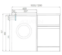 Раковина - столешнца AQUATON Лондри 1200 белая, правая (1A72243KLH010)