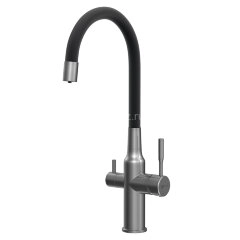 Смеситель Lemark Expert LM5083GMN-Black для кухни c гибким изливом, с подключением к фильтру с питье