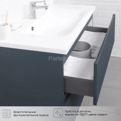 Комплект тумба Итана Kate 80 (987х438х640) подвесная, с раковиной Milena 80, антрацит (CS00090007)