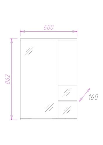 Зеркало-шкаф Onika ЭЛИТА 60.01 правосторонний, врезной LED-светильник, Олива (206022)