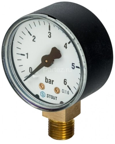 Манометр рад. D80 мм 6 бар 1/2" STOUT
