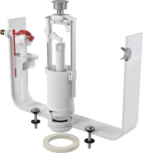 Выпускной комплект Alcaplast, со стоп кнопкой, впускной механизм А16, подключение 3/8'', кнопка хром