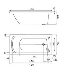 Ванна акриловая Santek Монако прямоугольная 150х70, белая
