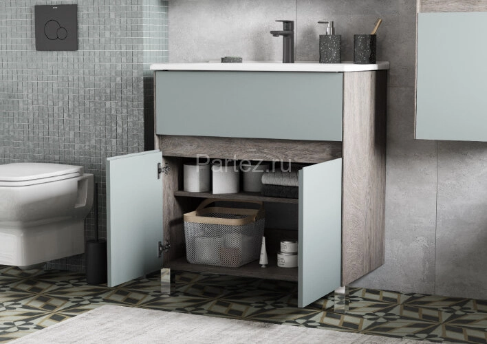 Тумба под раковину Aquaton Форест 75 см универсальный монтаж, дуб рошелье/сумеречный голубой (1A2783