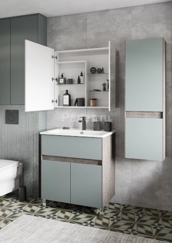 Тумба под раковину Aquaton Форест 75 см универсальный монтаж, дуб рошелье/сумеречный голубой (1A2783