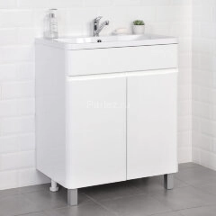 Комплект тумба Итана Roberto 70 (700х453х850) напольная, с раковиной Adel 70, белый глянец (315239)