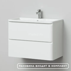 Комплект тумба Итана Roberto 80 (795х56х06) подвесная, с раковиной Adel 80, белый глянец (375043)