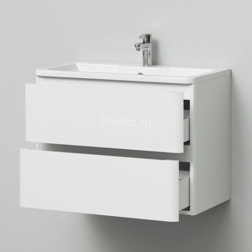 Комплект тумба Итана Roberto 80 (795х56х06) подвесная, с раковиной Adel 80, белый глянец (375043)