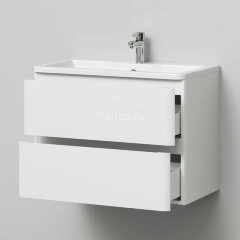 Комплект тумба Итана Roberto 80 (795х56х06) подвесная, с раковиной Adel 80, белый глянец (375043)