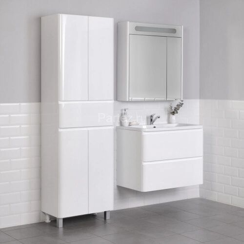 Комплект тумба Итана Roberto 80 (795х56х06) подвесная, с раковиной Adel 80, белый глянец (375043)